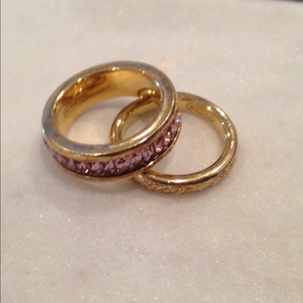 Coach stacking rings gold with lavender crystals - Picture 2 of 4